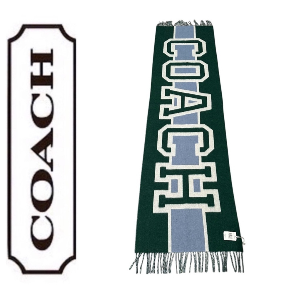 Coach Reversible Colorblock Varsity Print Oversized Muffler Wool Scarf NWT $228